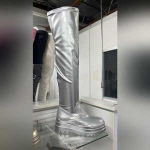 Team Knee high Boots Silver